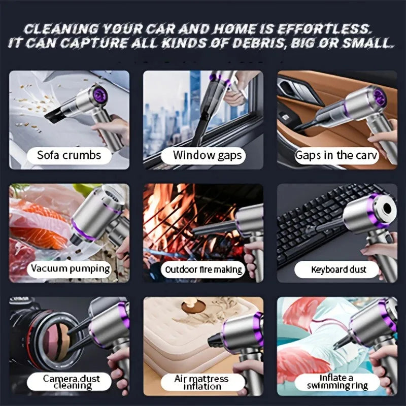 Powerful Car Vacuum Cleaner | Cordless Portable Car Cleaner | Powerful Air Duster Suitable for Home Appliances and Hair Dryers