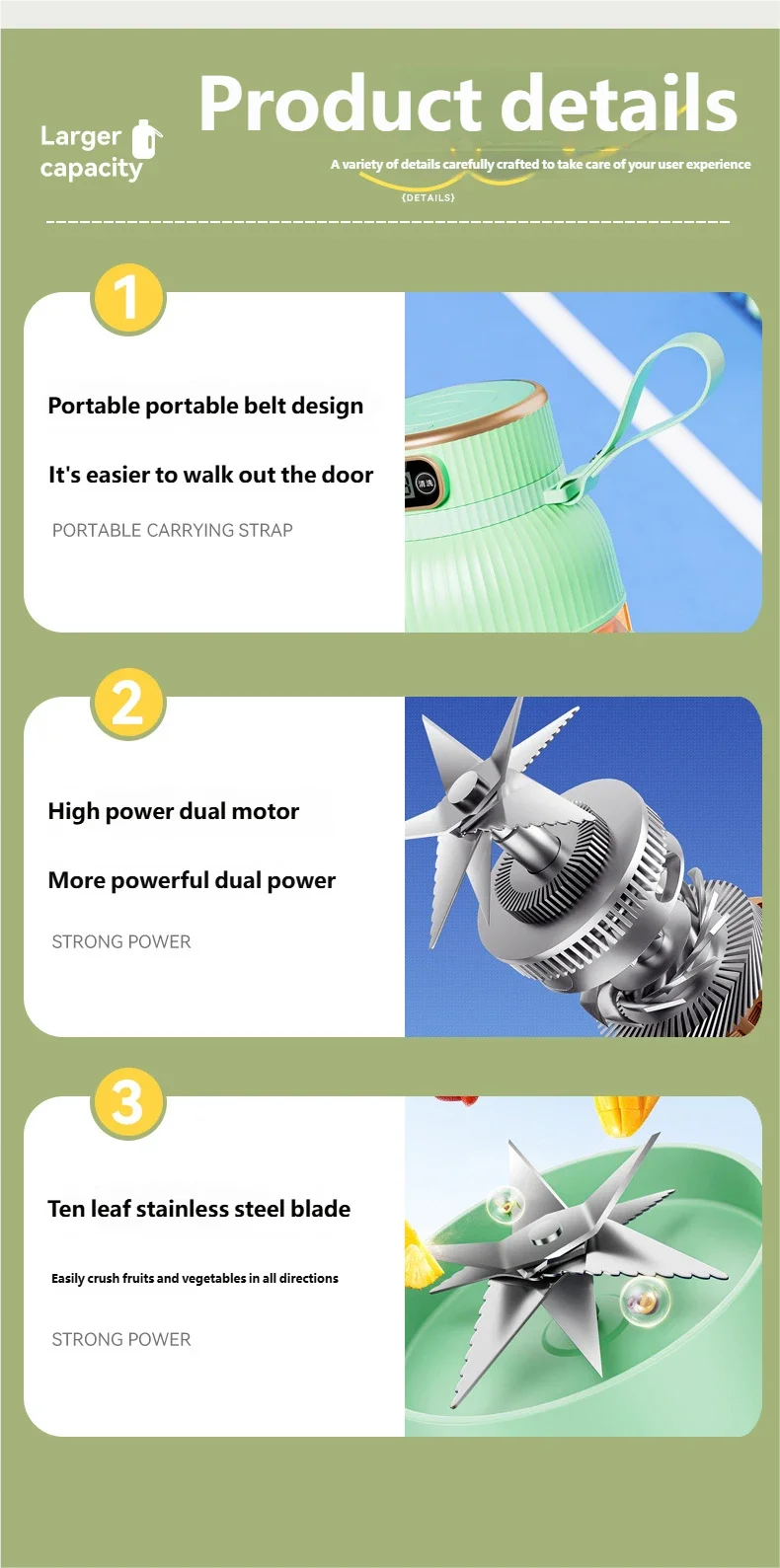 Fruit Juicer Cup Portable Electric Fruit Mixer Stirrng Cup Large Capacity Smoothie Quick Making Bottle Suitable Juice Production