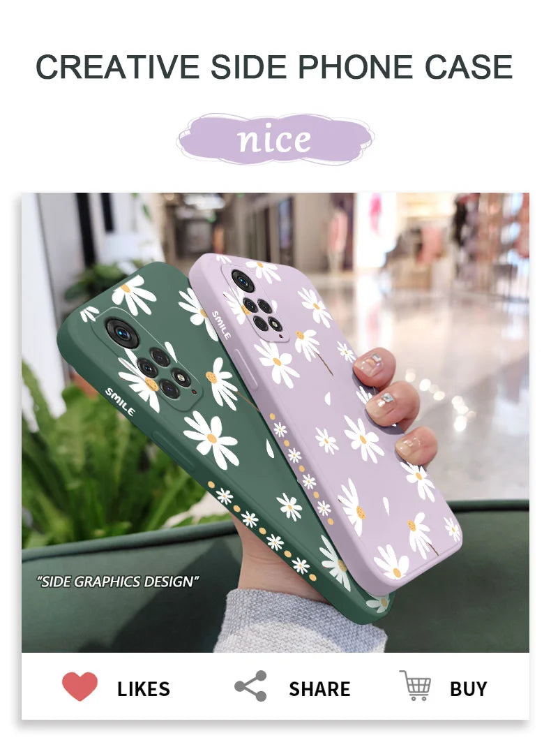 Plain Daisies Phone Case For Xiaomi Redmi Note 14 13 12 12S 11 11S 10 10A 10T 10S 9T 9 8 7 Pro Plus 10C 4G 5G Cover