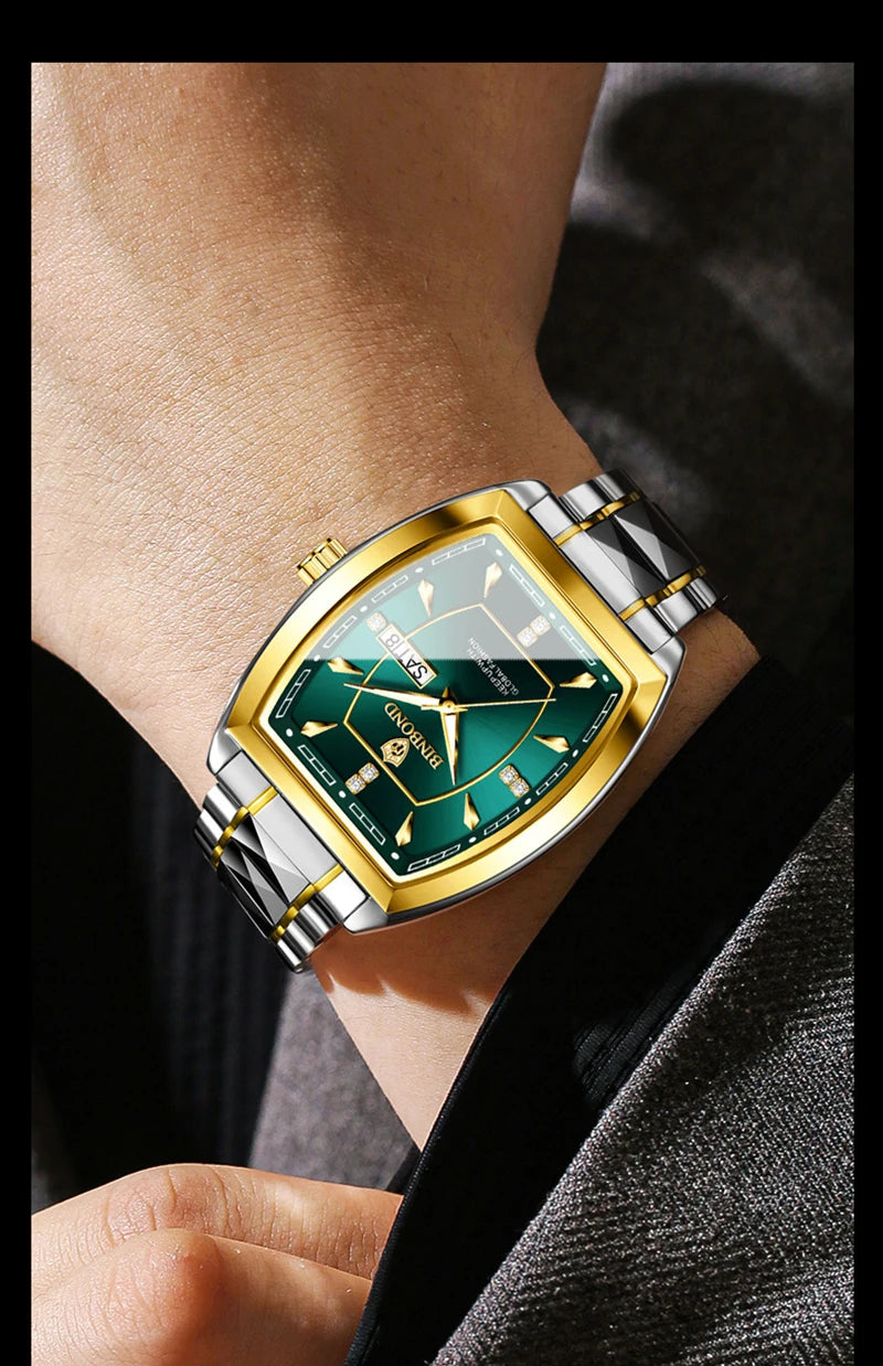 UTHAI Relogio Masculino Authentic Light Luxury Wine Barrel Steel Belt Waterproof Night Light Calendar Men's Student Quartz Watch