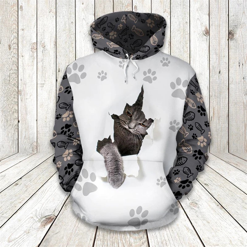 New Arrival Men Women Cute Cat Hoodies Autumn Hooded Sweatshirts 2024 Daily Casual Sports Fitness Long Sleeve Pullovers Clothing