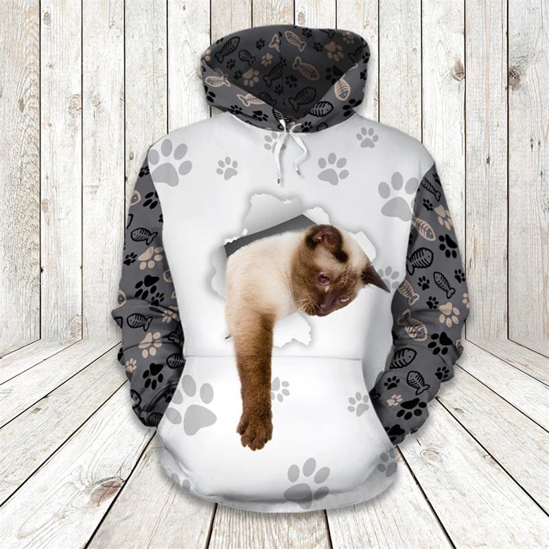 New Arrival Men Women Cute Cat Hoodies Autumn Hooded Sweatshirts 2024 Daily Casual Sports Fitness Long Sleeve Pullovers Clothing
