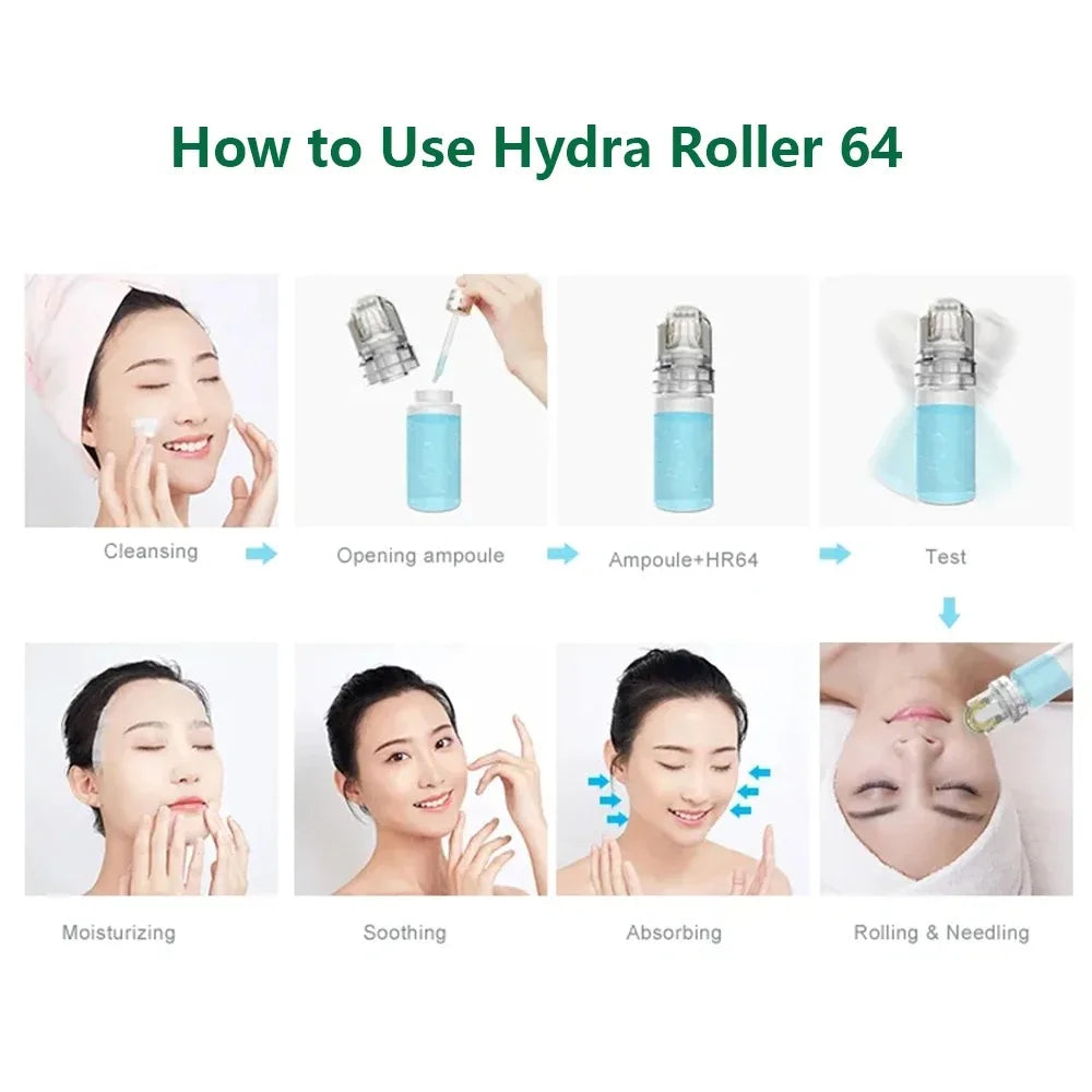 Hydra Roller 64  Beauty Skin Care Tool Titanium Microneedle Facial Skin Care   Bottle Roller Reusable