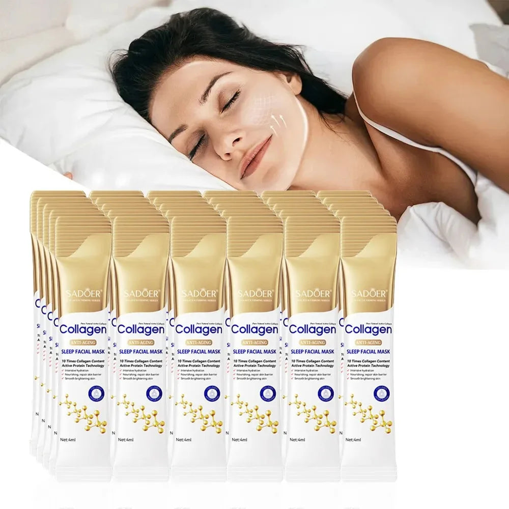 30Pcs Sadoer Collagen Sleeping Mask Facial Skin Care Moisturizing Brightening Firming Hydrating Mask Face Skin Care
