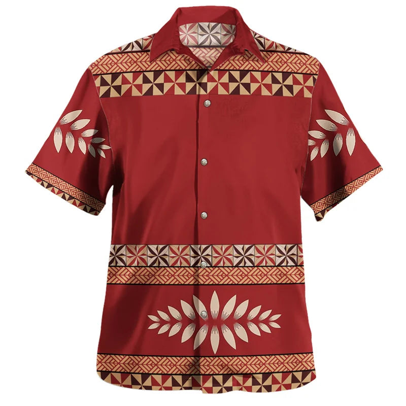 Summer Vintage New 3D Polynesian Tonga Flag Emblem Printing Shirts Tonga Coat Of Arm Rubgy Graphic Short Shirts Men Fashion Tops