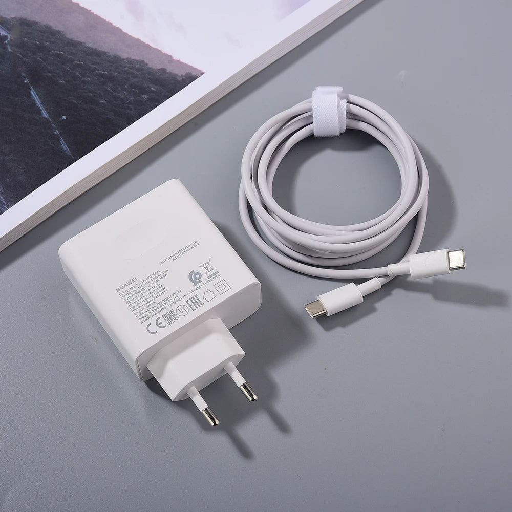 HUAWEI Matebook 15 14 13 X Pro 65W PD Charger Fast Charging EU/US Power Adapter For MagicBook D14 D15+1.8M Dual Type C Data Line