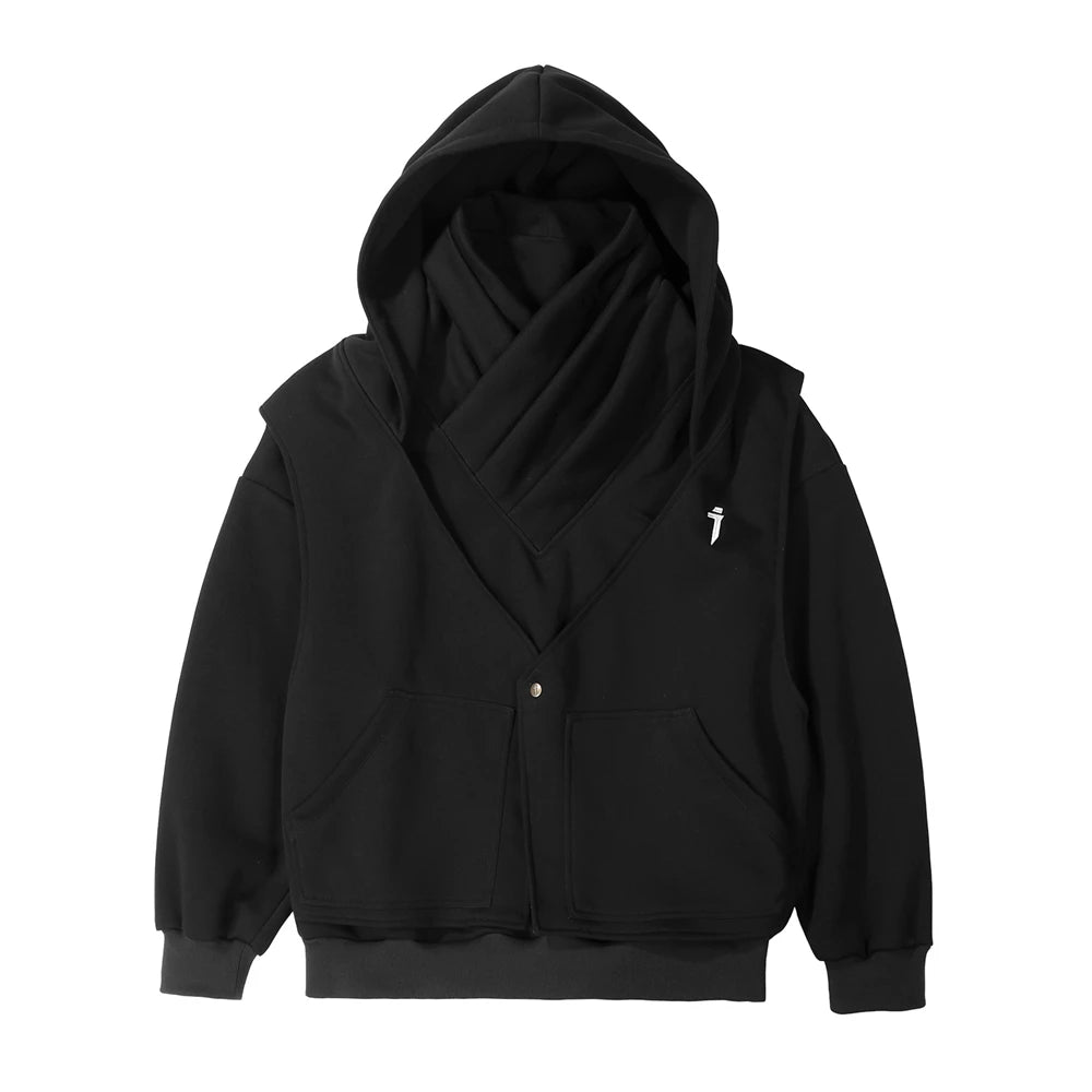 11 BYBB'S DARK 2025 Turtleneck Fake two Hoodie Techwear Men Functional Hoodies Hip Hop Streetwear Pullover Sweatshirts Oversized