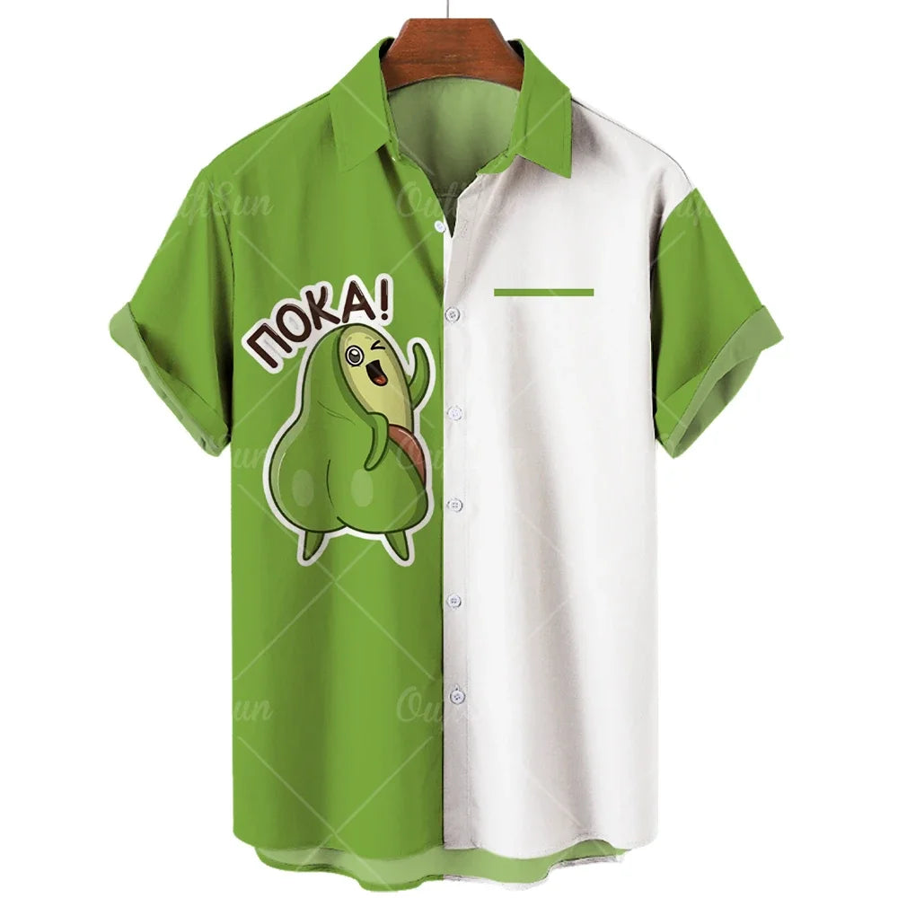 2024 Avocado Fruit Pattern Funny Clothing Casual Pullover Men's T-shirt Fashion Summer Short Sleeve Harajuku Shirt