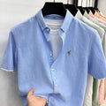 Short Sleeved Shirt Men's Summer New Item Pure Cotton High-end Brand Little Horse Logo Embroidered Casual Shirt