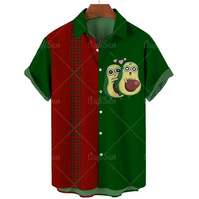 2024 Avocado Fruit Pattern Funny Clothing Casual Pullover Men's T-shirt Fashion Summer Short Sleeve Harajuku Shirt