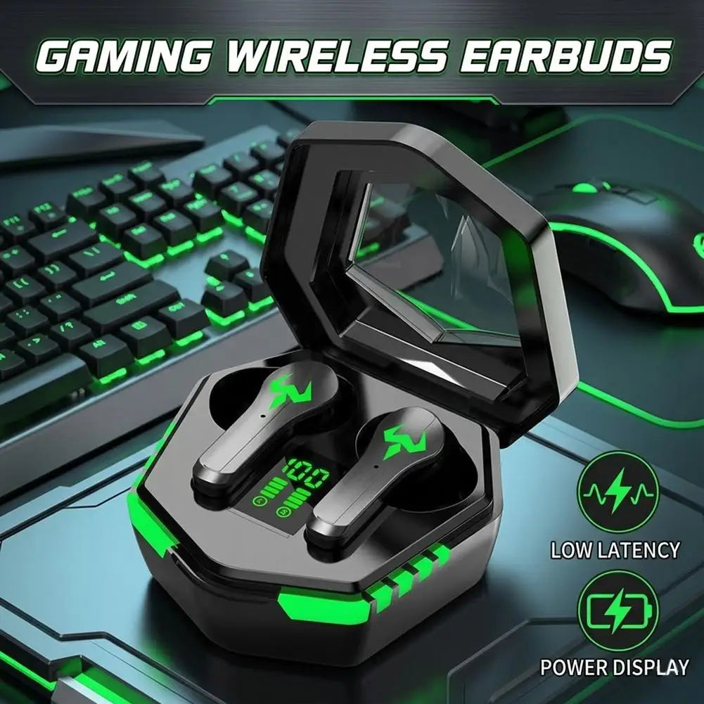 Low Latency Gaming Wireless Earbuds Bluetooth 5.2, Dual Mode Music Game TWS Earphones with LED Digital Charging Case