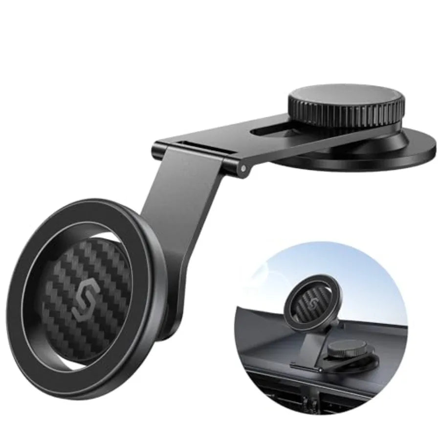 MagSafe Car Mount for Dashboard, Foldable Aluminum Arm, Premium Magnetic Phone Holder for TeslaandCars, Strong Magnet, Aluminum