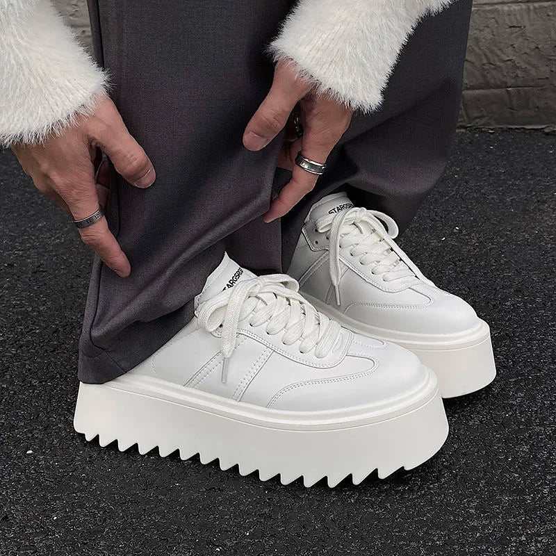 Men Thick-soled Casual Sports Shoes High-end Matte Big-headed Derby Shoes High Quality Platform British Casual Leather Men Shoes