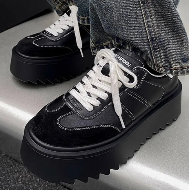 Men Thick-soled Casual Sports Shoes High-end Matte Big-headed Derby Shoes High Quality Platform British Casual Leather Men Shoes
