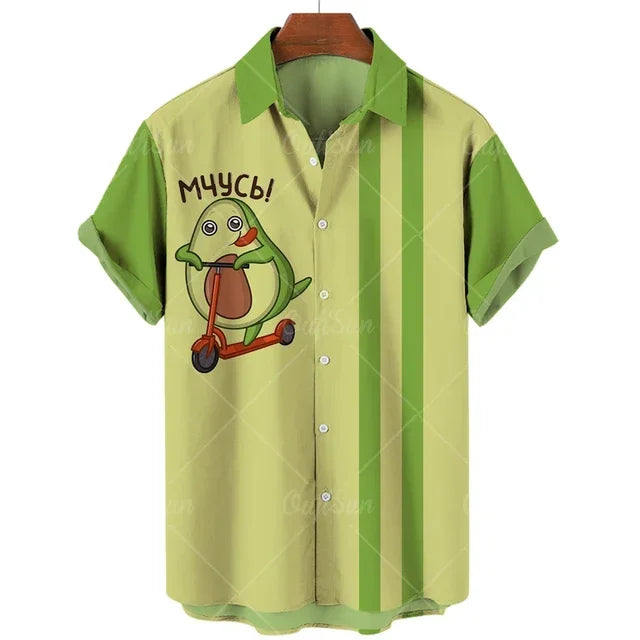 2024 Avocado Fruit Pattern Funny Clothing Casual Pullover Men's T-shirt Fashion Summer Short Sleeve Harajuku Shirt