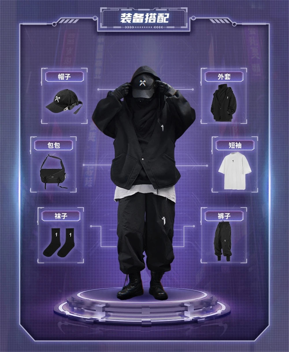11 BYBB'S DARK 2025 Turtleneck Fake two Hoodie Techwear Men Functional Hoodies Hip Hop Streetwear Pullover Sweatshirts Oversized
