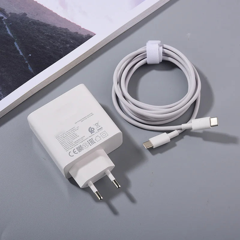 HUAWEI Matebook 15 14 13 X Pro 65W PD Charger Fast Charging EU/US Power Adapter For MagicBook D14 D15+1.8M Dual Type C Data Line