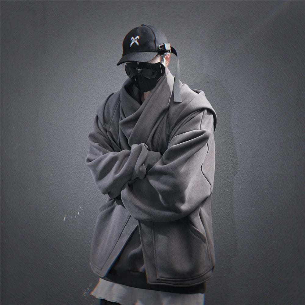 11 BYBB'S DARK 2025 Turtleneck Fake two Hoodie Techwear Men Functional Hoodies Hip Hop Streetwear Pullover Sweatshirts Oversized