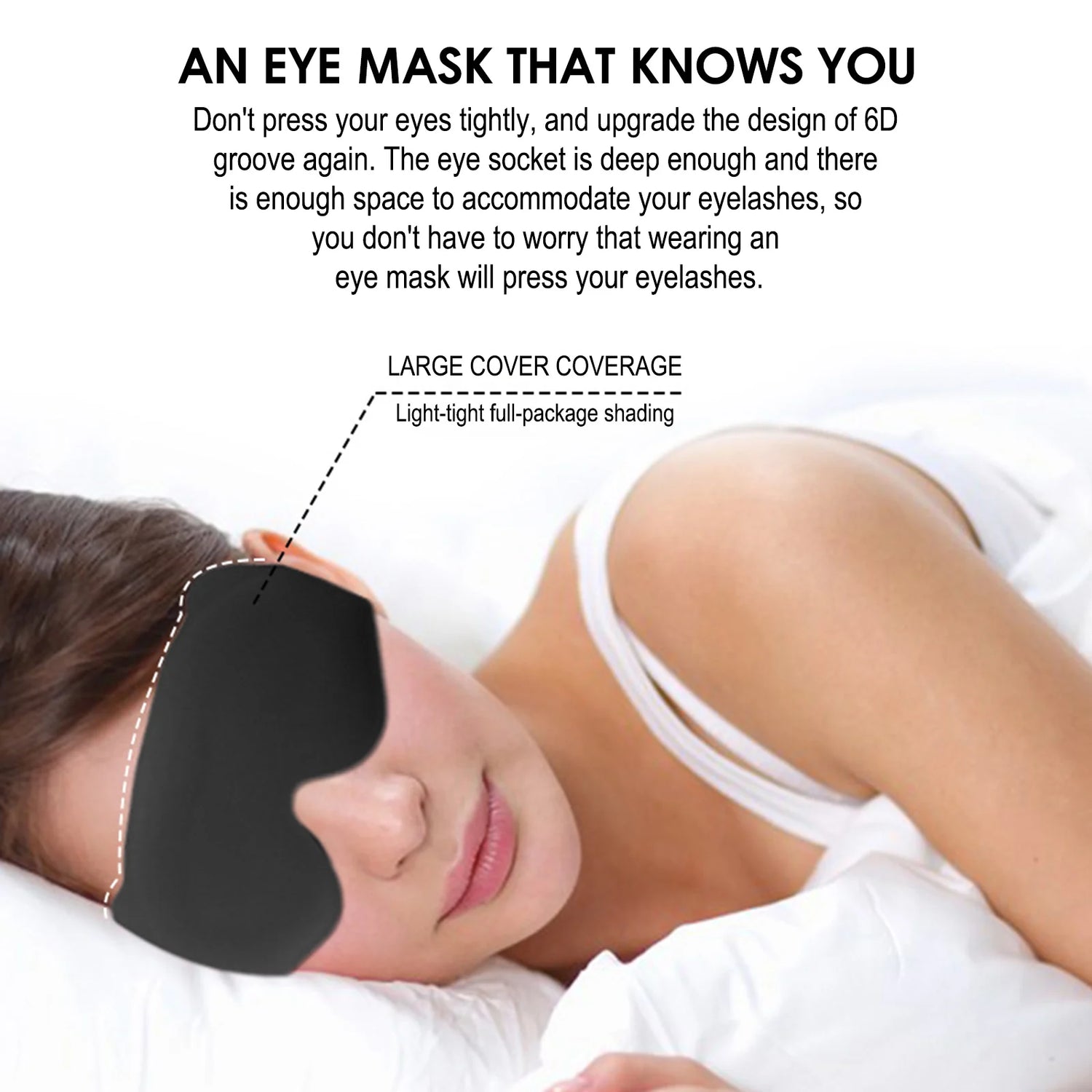 Sleep Eye Mask 3D Contoured Design Memory Foam Light Blocking Adjustable Strap for Travel Nap Airplane Soft Comfortable