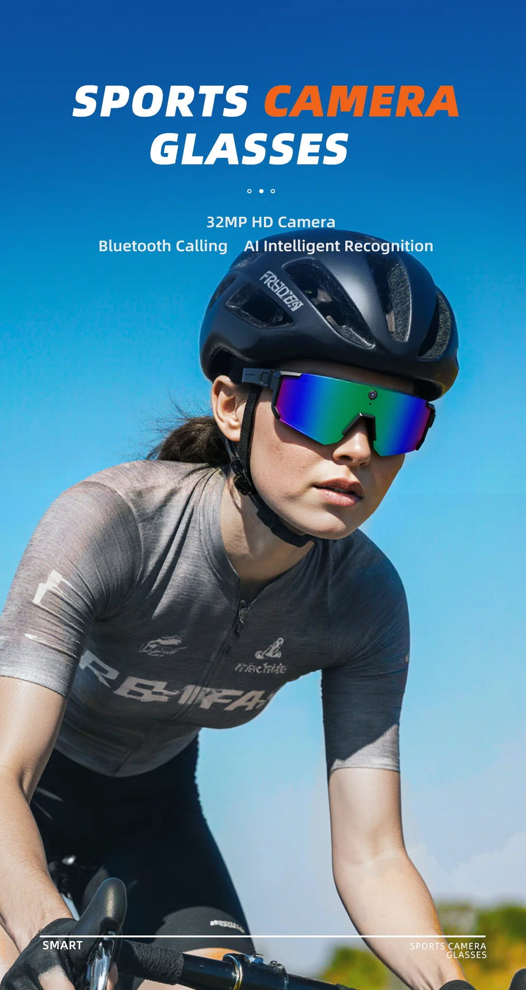 1200P Video Recording Smart Glasses AI Voice Control Translation Bluetooth Sunglasses Polarized Anti-Shake Outdoor Sport Eyewear