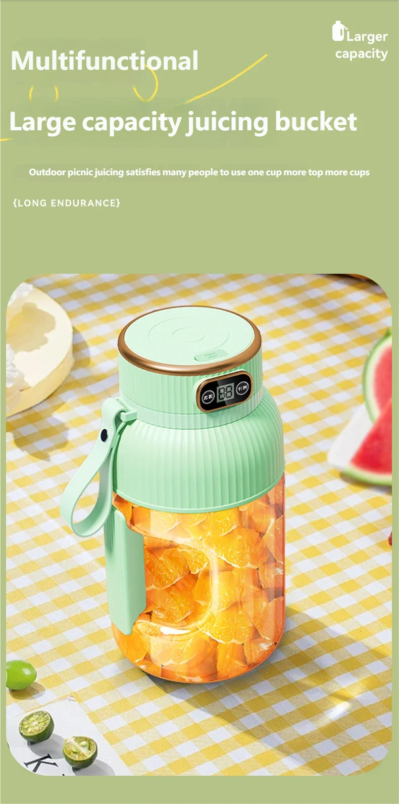Fruit Juicer Cup Portable Electric Fruit Mixer Stirrng Cup Large Capacity Smoothie Quick Making Bottle Suitable Juice Production