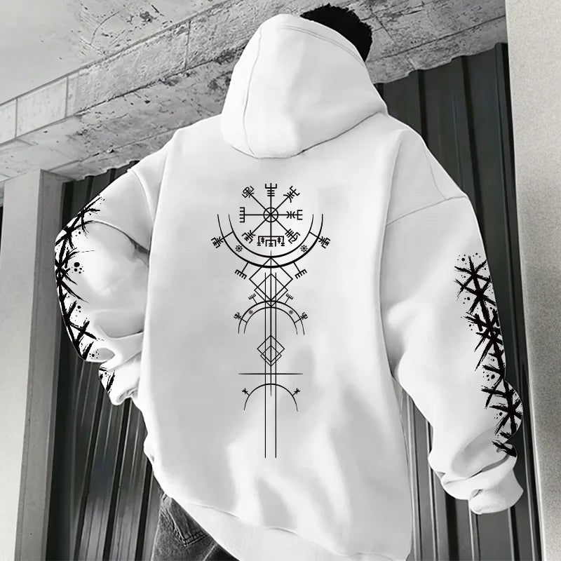 Autumn Winter Hot Sale Men's Hoodie High Grade Ancient Viking Rune Pattern Sweatshirt Male Home Outdoor Comfort Warm Casual Coat