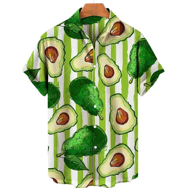 2024 Avocado Fruit Pattern Funny Clothing Casual Pullover Men's T-shirt Fashion Summer Short Sleeve Harajuku Shirt