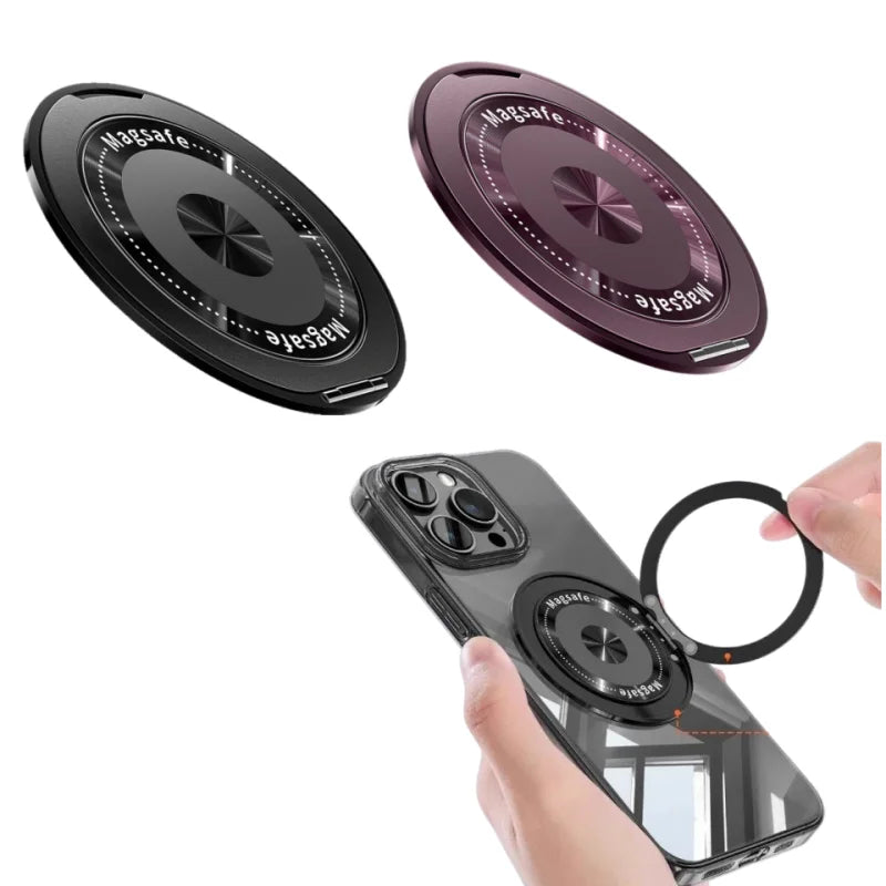 Magnetic Phone Holder Pivot Self Adhesive Ring 360 Degree Ultra Thin Rotation Premium Zinc Alloy Material Portable Desktop Gift