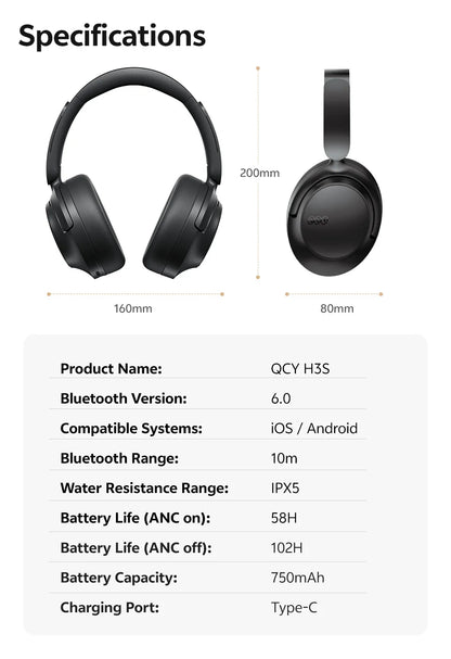  Adaptive ANC Over Ear Headphone 