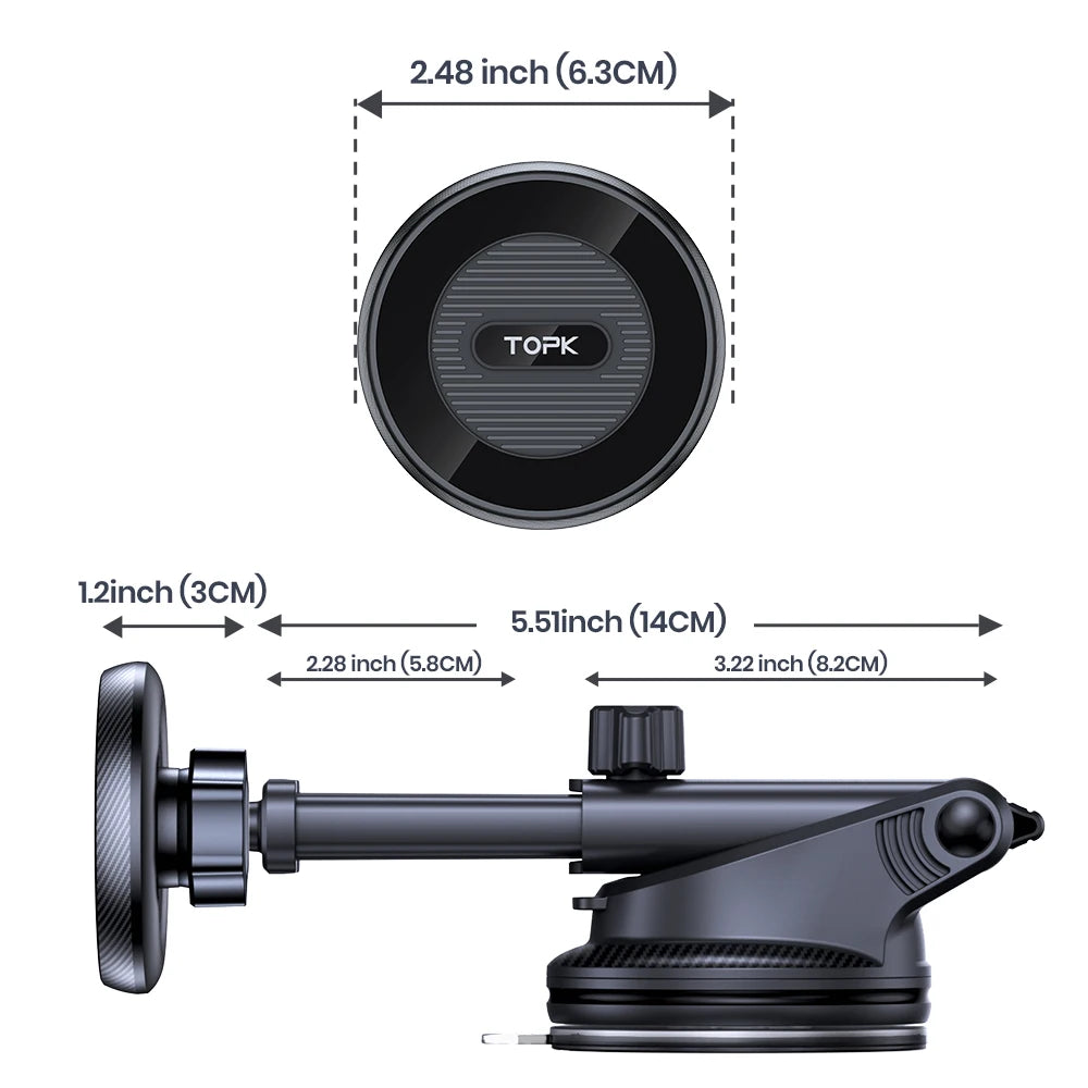 TOPK Dashboard Magnetic Phone Holder for Car, Compatible with MagSafe Car Mount, Windshield Magnetic Car Mount, Car Accessories
