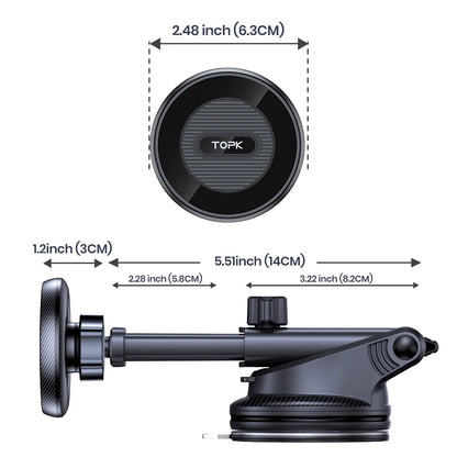TOPK Dashboard Magnetic Phone Holder for Car, Compatible with MagSafe Car Mount, Windshield Magnetic Car Mount, Car Accessories
