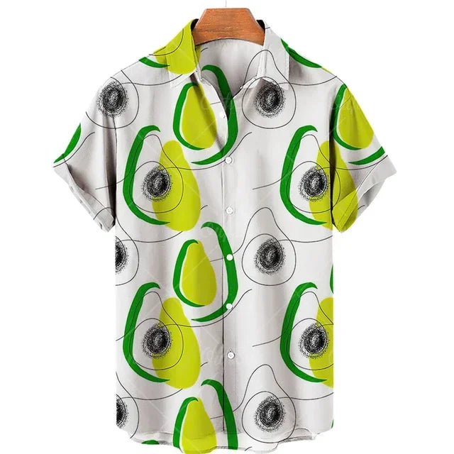 2024 Avocado Fruit Pattern Funny Clothing Casual Pullover Men's T-shirt Fashion Summer Short Sleeve Harajuku Shirt