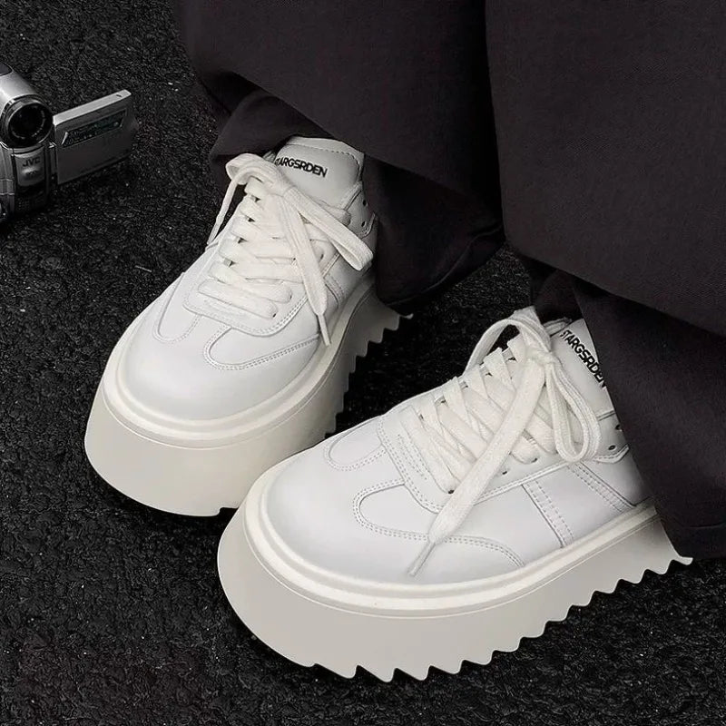Men Thick-soled Casual Sports Shoes High-end Matte Big-headed Derby Shoes High Quality Platform British Casual Leather Men Shoes