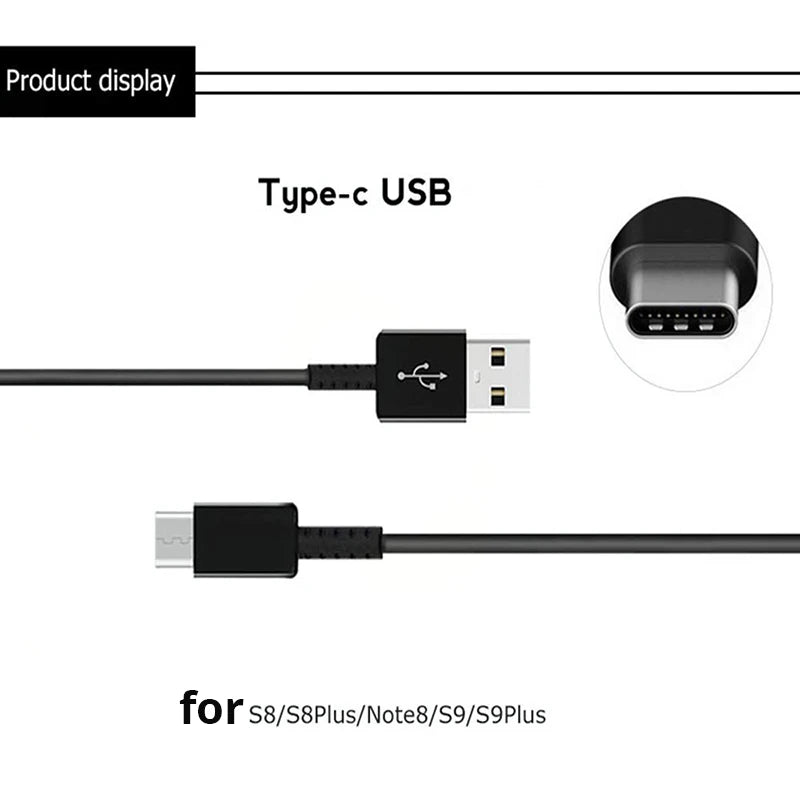 TYPE C Cable 1.2M 2M Fast Charger Data Line For Samsung Galaxy S8 S9 S10 S21 Ultra Note 8 9 10 A54 A53 5G A71 A52 A21S