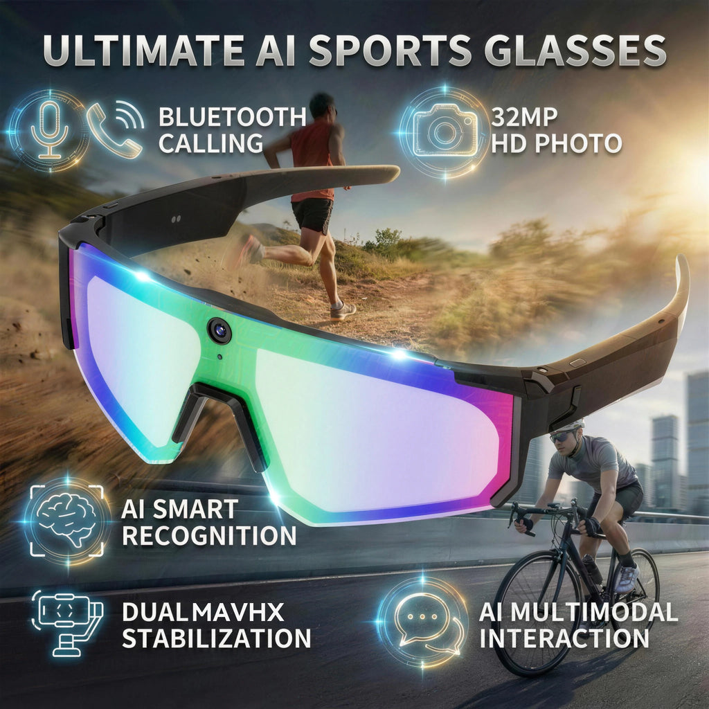 1200P Video Recording Smart Glasses AI Voice Control Translation Bluetooth Sunglasses Polarized Anti-Shake Outdoor Sport Eyewear