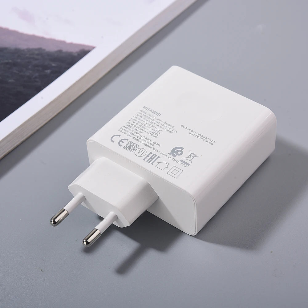 HUAWEI Matebook 15 14 13 X Pro 65W PD Charger Fast Charging EU/US Power Adapter For MagicBook D14 D15+1.8M Dual Type C Data Line
