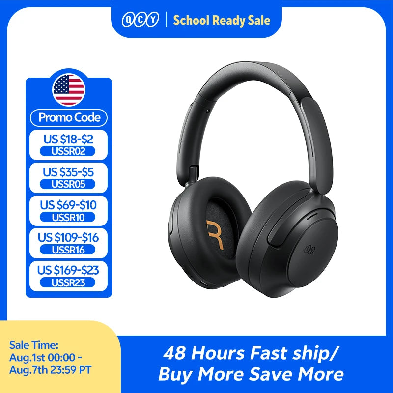 QCY H3S -56dB Adaptive ANC Over Ear Headphone Hi-Res LDAC Spatial Sound Wireless Earphone Bluetooth 6.0 Dual Driver 102H Headset