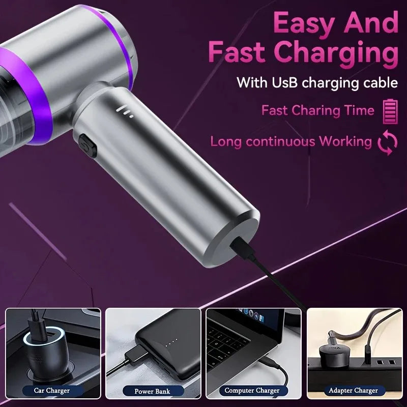 Powerful Car Vacuum Cleaner | Cordless Portable Car Cleaner | Powerful Air Duster Suitable for Home Appliances and Hair Dryers