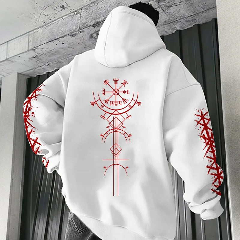 Autumn Winter Hot Sale Men's Hoodie High Grade Ancient Viking Rune Pattern Sweatshirt Male Home Outdoor Comfort Warm Casual Coat