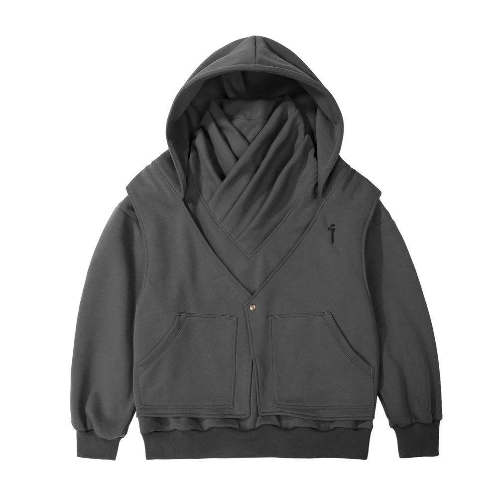 11 BYBB'S DARK 2025 Turtleneck Fake two Hoodie Techwear Men Functional Hoodies Hip Hop Streetwear Pullover Sweatshirts Oversized