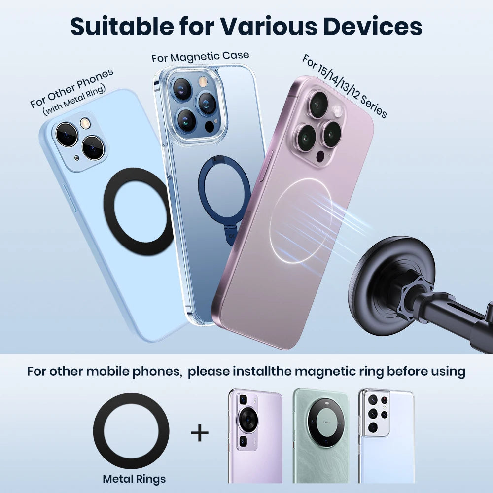 TOPK Dashboard Magnetic Phone Holder for Car, Compatible with MagSafe Car Mount, Windshield Magnetic Car Mount, Car Accessories