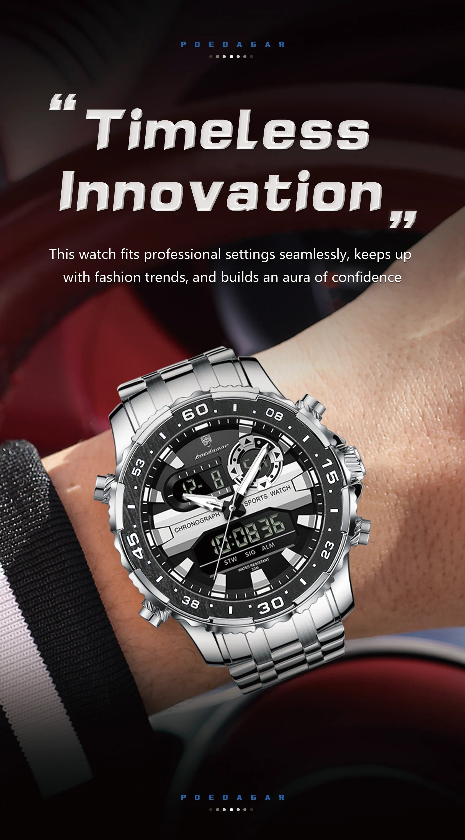POEDAGAR Military Man Watch Week Date LED Luminous Sports Men Watch Dual Time Digital Electronic Men's Quartz Watches Reloj Gift