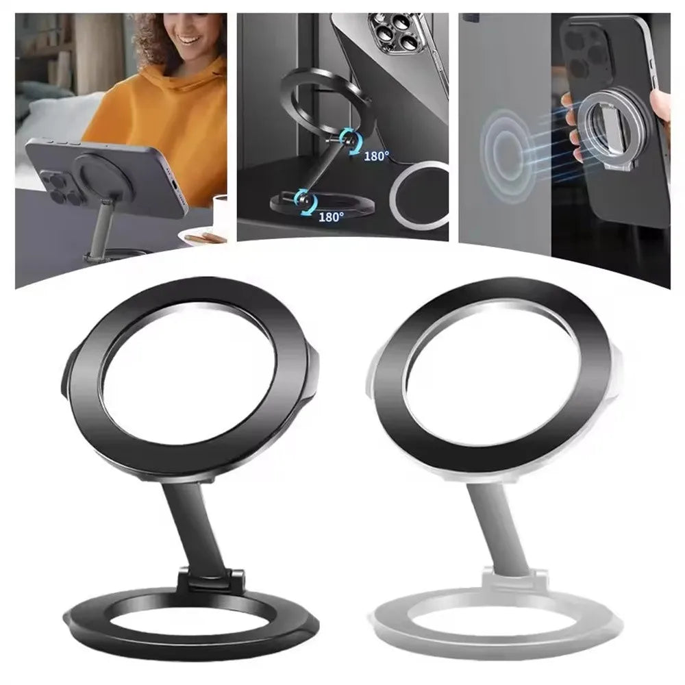New Foldable Double Sided Magnetic Phone Holder for Magsafe Gym Treadmill Universal Folding Car Holder Magnetic Smartphone Stand
