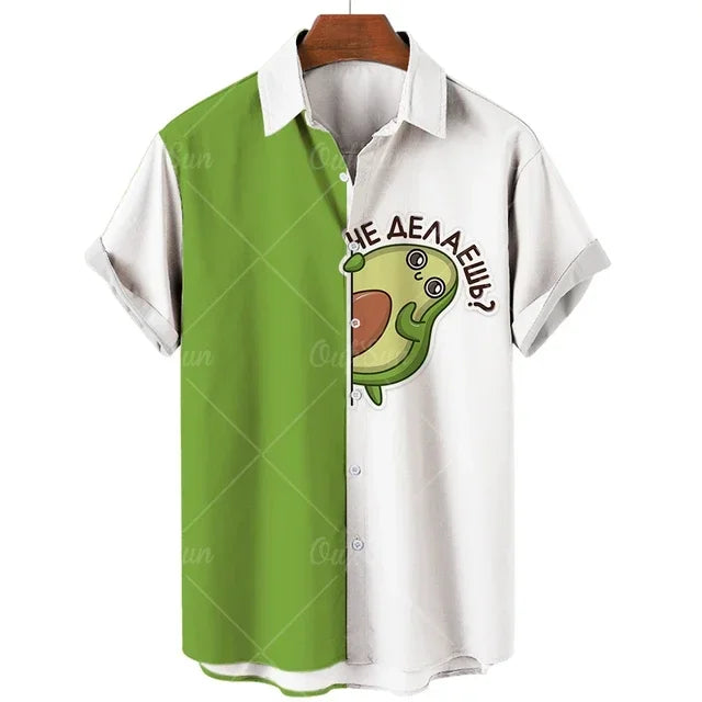 2024 Avocado Fruit Pattern Funny Clothing Casual Pullover Men's T-shirt Fashion Summer Short Sleeve Harajuku Shirt