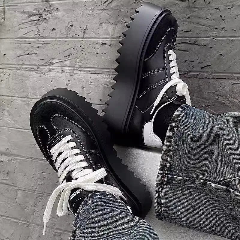 Men Thick-soled Casual Sports Shoes High-end Matte Big-headed Derby Shoes High Quality Platform British Casual Leather Men Shoes
