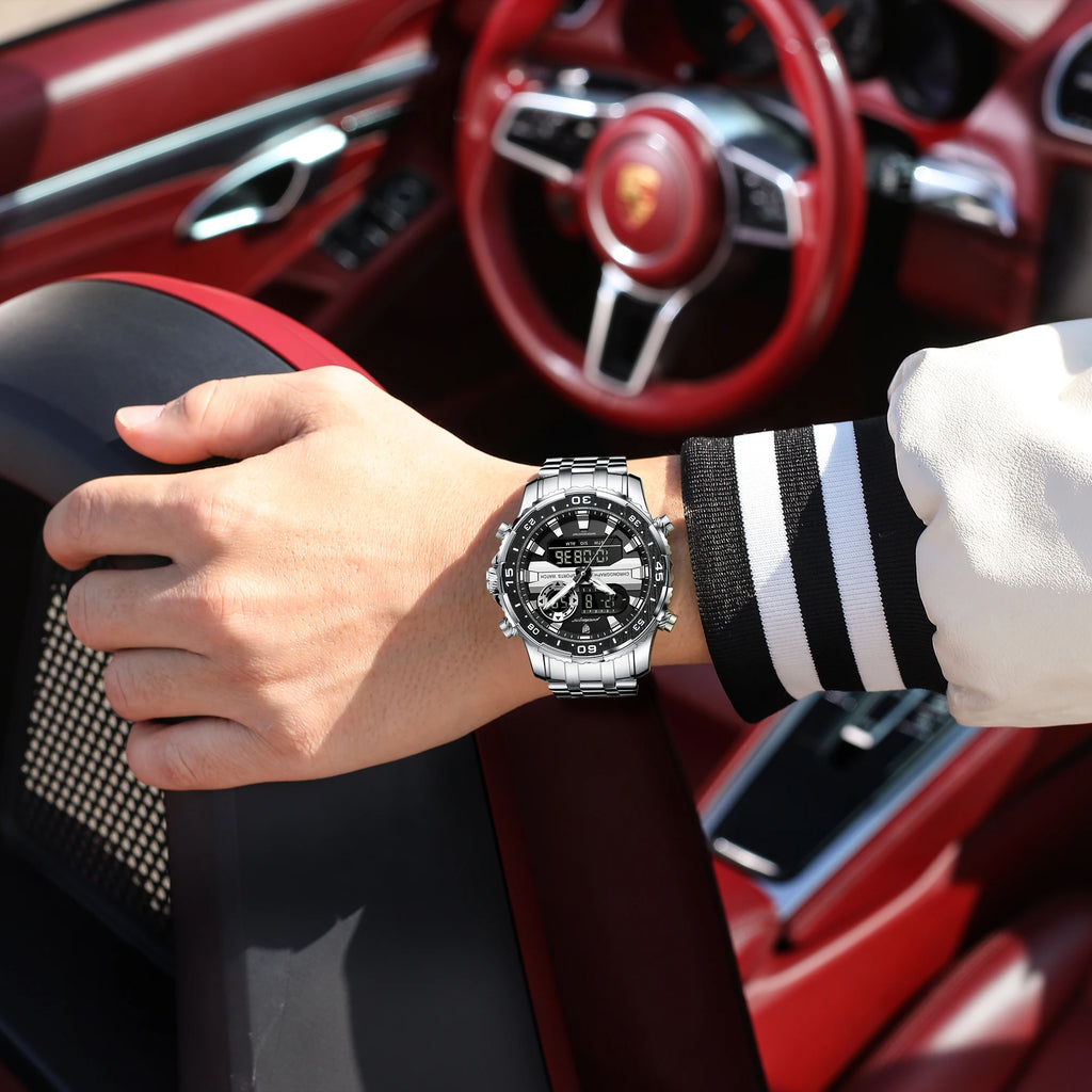 POEDAGAR Military Man Watch Week Date LED Luminous Sports Men Watch Dual Time Digital Electronic Men's Quartz Watches Reloj Gift