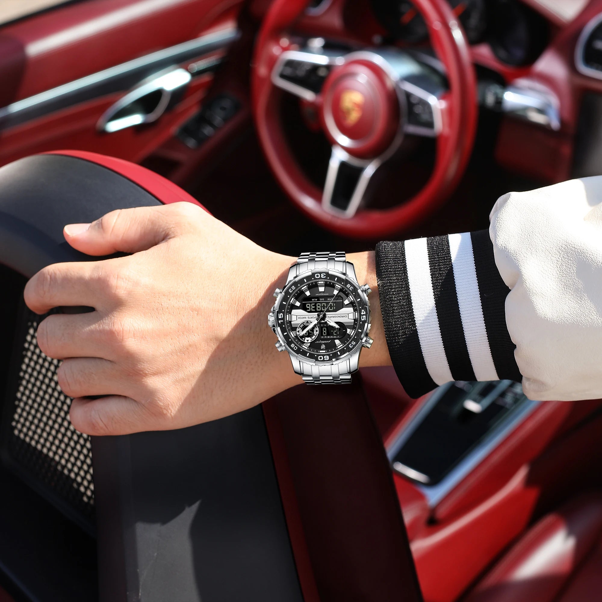 POEDAGAR Military Man Watch Week Date LED Luminous Sports Men Watch Dual Time Digital Electronic Men's Quartz Watches Reloj Gift