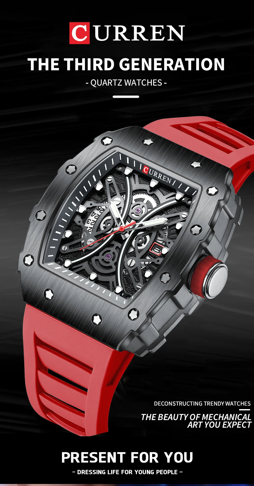 CURREN Mens Watch Luxury Quartz Wristwatch Stainless Steel Waterproof Chronograph Fashion Clock Watch for Men