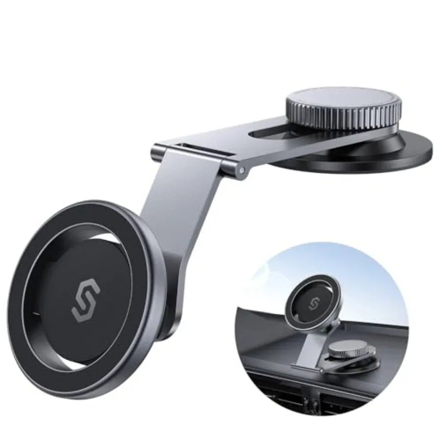 MagSafe Car Mount for Dashboard, Foldable Aluminum Arm, Premium Magnetic Phone Holder for TeslaandCars, Strong Magnet, Aluminum