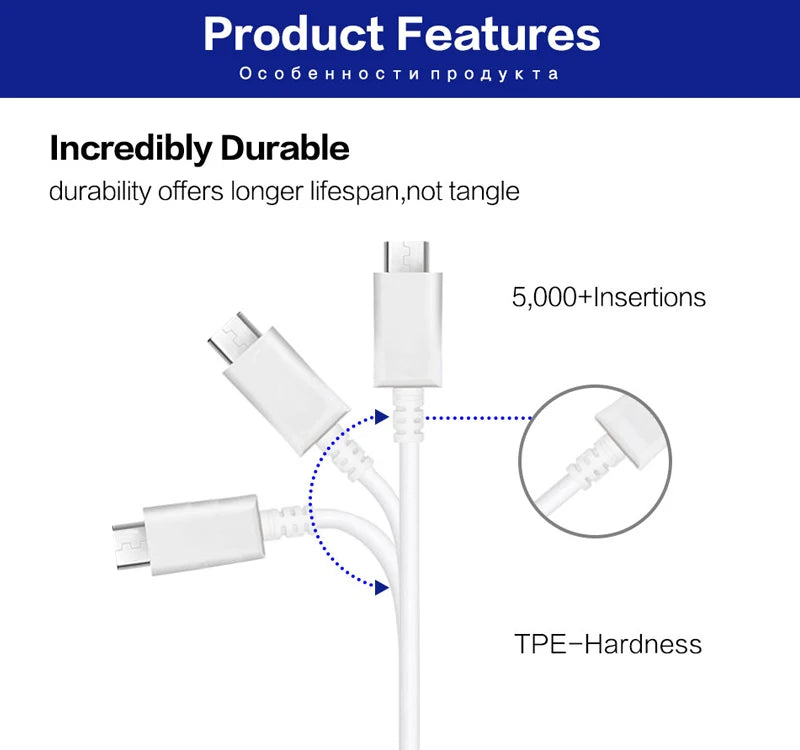 TYPE C Cable 1.2M 2M Fast Charger Data Line For Samsung Galaxy S8 S9 S10 S21 Ultra Note 8 9 10 A54 A53 5G A71 A52 A21S